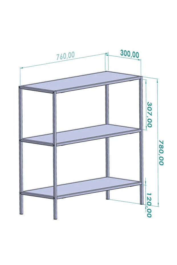 Vesta Modern Tasarım 3 Raflı Siyah Metal Kitaplık & Dekoratif Konsol